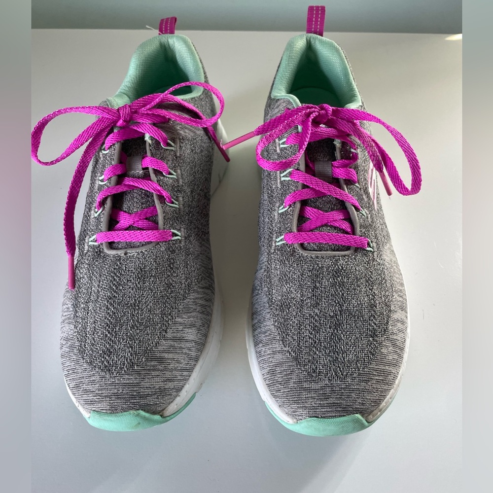 Skechers Arch Fit Air Cooled Size 9W Comfort Shoes Athletic Gray White Pink - Picture 2 of 15